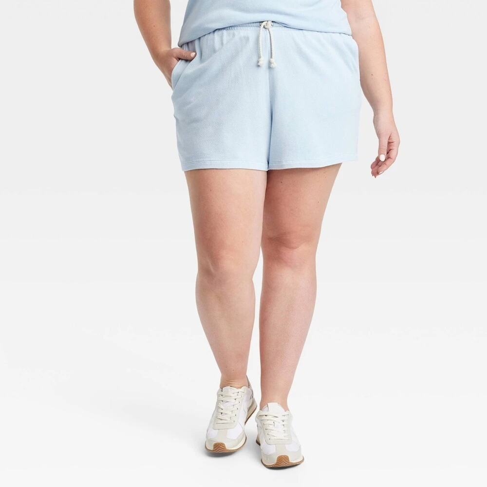 Universal Thread Women 2X Shorts Light Blue French Terry Elastic Waist Mid Rise